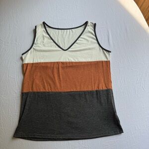 SHEIN Tri-Tone Sleeveless Tank - Cream, Tan, and Black